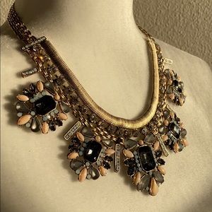 Grey and pink statement necklace